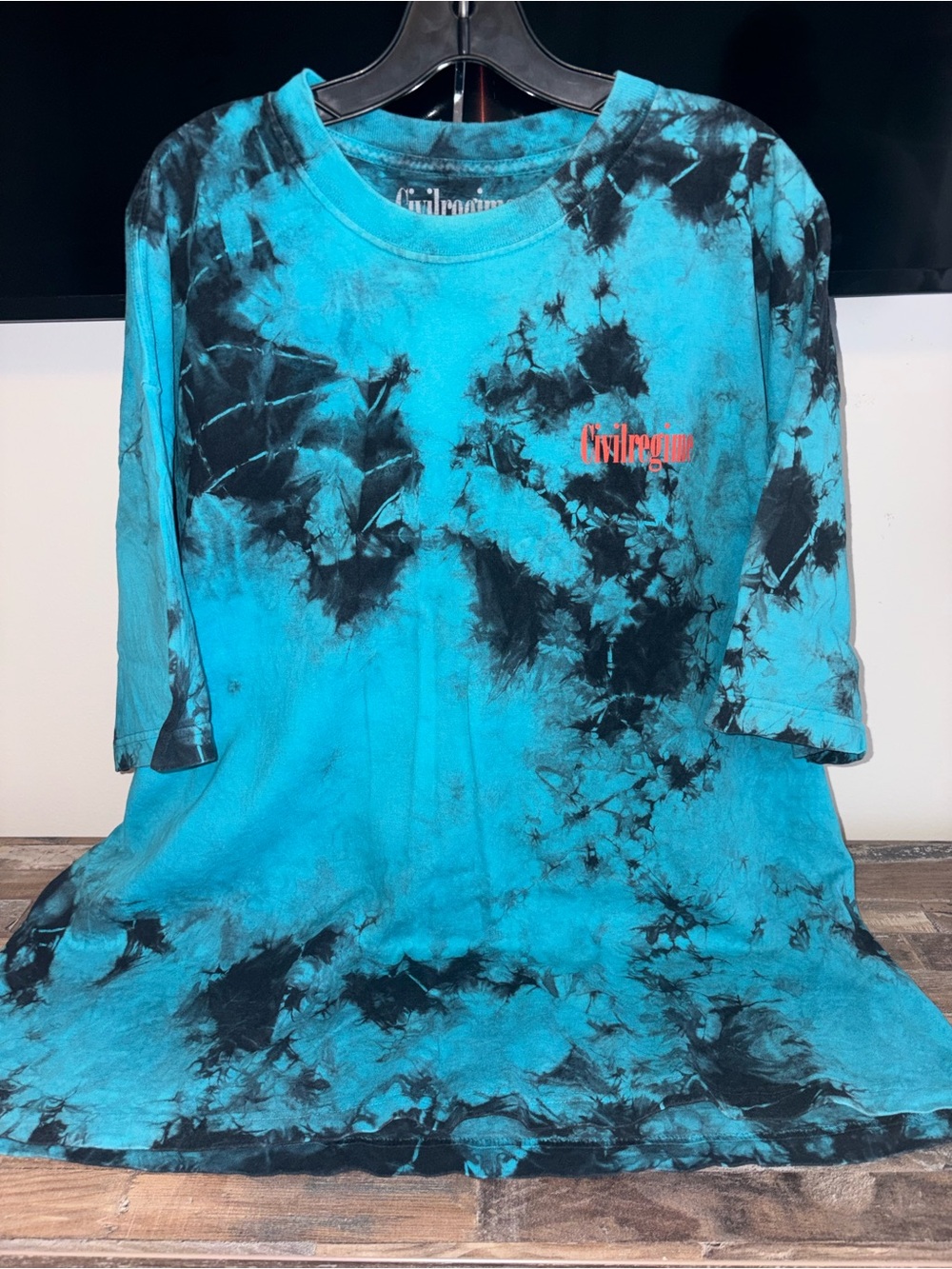 Men’s Tie-Dye Short Sleeve Tee - Turquoise & Black